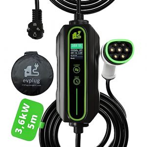 Evplug Chargeur EV Portable Voiture Electrique (Type 2 | 5m | + Minut, 3,6kW | 16A)