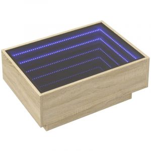 VidaXL Table basse avec LED chêne sonoma 70x50x30 cm bois d'ingénierie, table d'appoint, table de salon, table latérale, bout de canapé