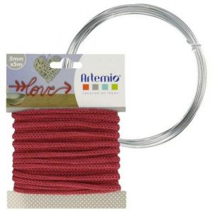 Art&eacute;mio Fil &agrave; tricotin rouge 5 mm x 5 m + fil d'aluminium