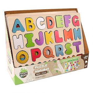 Image de Mgm PLANÈTE Bois - Puzzle Alphabet - FSC - Jeu Educatif - Première Réflexions - 052462A - 26 Pièces - Multicolore - Bois - Jeu pour Enfant - Puzzle Enfant - 30 cm x 22,5 cm - À Partir de 2 Ans