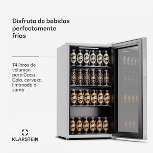 Image de Klarstein Réfrigérateur de 74L, Petit Frigo, Mini Bar, Affichage LCD, 5-18°C, Minibar, Mini Frigo avec Étagères Amovibles, Blanc