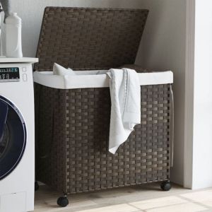 VidaXL Panier à linge avec roulettes marron foncé 60x35x60,5 cm