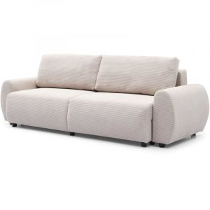 Menzzo Canapé convertible 3 places Traviata Velours côtelé Beige