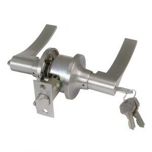 Image de AMIG - Ensemble de poignées d'entrée Droite avec loqueteau | Rosace pour portes | Poignée idéale pour portes en bois | Zamak | Argenté | Loqueteau d'entrée de 60/70 mm