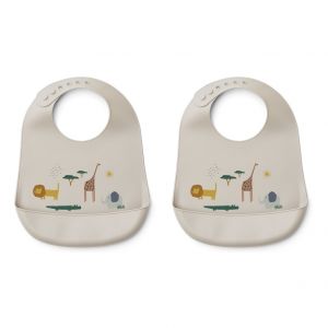 Liewood Bavoirs Tilda Safari en silicone - Set de 2 - Sable Sable
