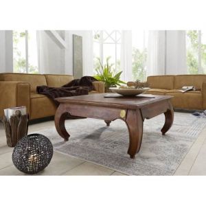 Massivmoebel24 - Table basse 120x120 Acacia laqué Nougat opium 624 - marron