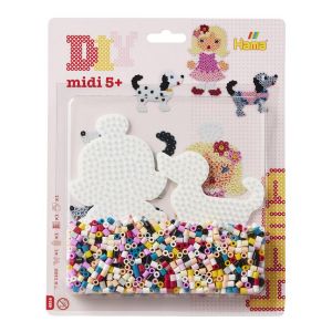 Perles &agrave; repasser grand modele avec plaques fille et chien