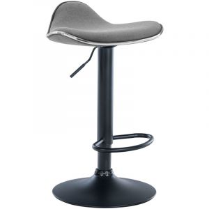 Image de CLP Tabouret de bar Shanghai tissu avec pied en m&eacute;tal, Gris clair/Noir