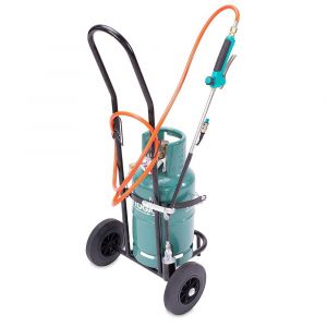 Intec Desherbeur thermique Tuyau 2m Bruleur 50 mm Détendeur Propane Chariot à roues Allumage piezo