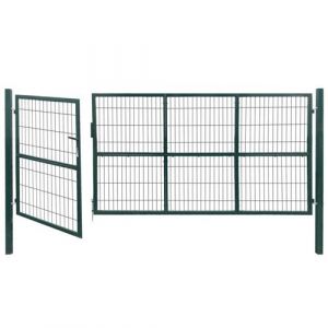 VidaXL Portail de clôture de jardin avec poteaux 350x140 cm Acier Vert