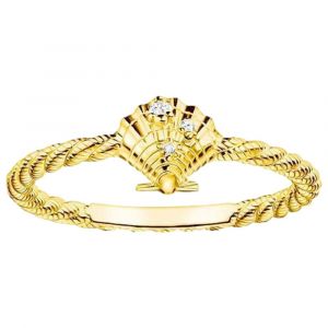 Thomas Sabo TR2400-414-14 Bague en argent sterling 925 plaqué or jaune 750 avec coquillage, 50 cm, Argent sterling, Zircone cubique