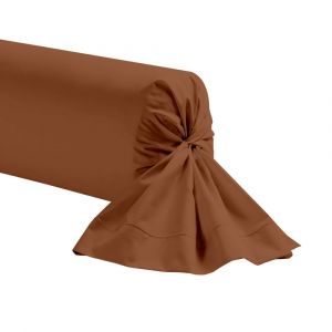 Origin Taie de traversin unie en coton terracotta 85x185