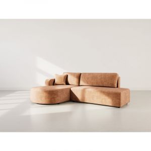 Miro - canap&eacute; d'angle gauche 4 places convertible avec coffre en velours textur&eacute;