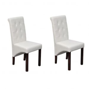 VidaXL Chaise de salle à manger 2 pcs Cuir artificiel Blanc