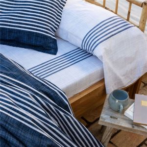 Drap plat bleu marine en coton 180x290 PLONGEON