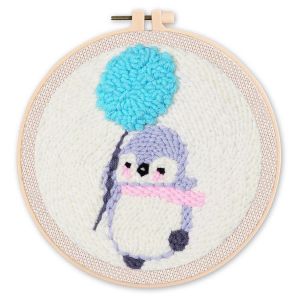 Punch Needle : Hérisson et Ballon - avec cadre