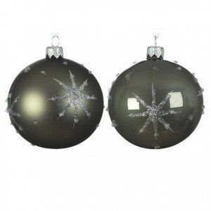 Lot de 6 boules de Noël (D80 mm) Astre Vert mousse