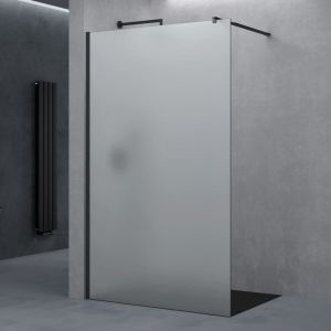 Paroi de Douche à L'italienne Opaque 120cm Pare-Douche Verre de Sécurité 10mm Bremen02VS 120x200cm Montage Réversible Profilé Noir Stabilisateur