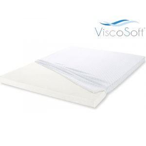 Image de Viscosoft Surmatelas 180 x 200 Mémo, Surmatelas Mémoire de Forme 5cm avec Aération Optimale et Mousse Haute Densité 50kg/m³, Housse Bambou Lavable, Confort Moelleux