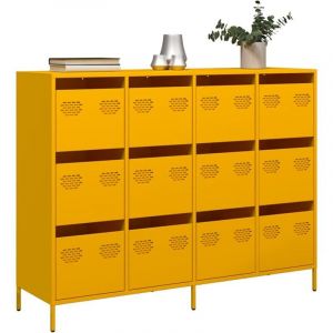 VidaXL Buffet jaune moutarde 135x39x103,5 cm acier lamin&eacute; &agrave; froid