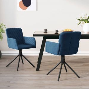 VidaXL Chaises pivotantes de salle &agrave; manger 2 pcs Bleu Velours Bleu