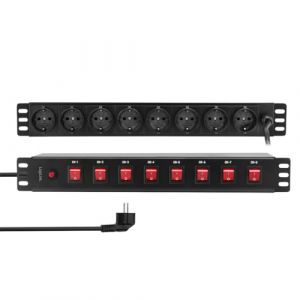 Logilink PDU8D01-19 Multiprise 8 Prises, Chaque Prise Peut &ecirc;tre commut&eacute;e Individuellement, avec Protection Contre Les surcharges