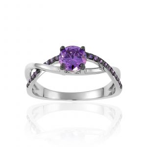 Cleor Bague en Argent 925/1000 et Oxyde Violet