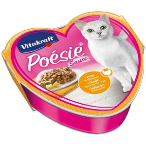 Image de Vitakraft Barquettes chat Poésie en sauce à la dinde et fromage Contenance : 15 barquettes de 85 g