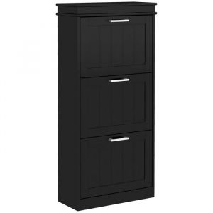 Homcom Meuble &agrave; chaussures - 3 portes abattants, &eacute;tag&egrave;res r&eacute;glables - &eacute;troite - MDF - 54 x 24 x 117,5 cm - noir