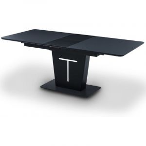 Vitoria - Table à manger rectangulaire extensible en verre trempé noir