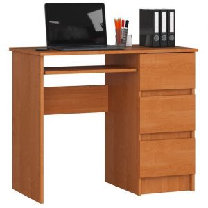 Bureau d'ordinateur Akord droit A6 Aulne 90 cm 3 tiroirs fa&ccedil;ade Aulne 1 &eacute;tag&egrave;re 90x50x77 cm