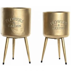 Set of Planters DKD Home Decor 25,5 x 25,5 x 44 cm Metal (2 Units)