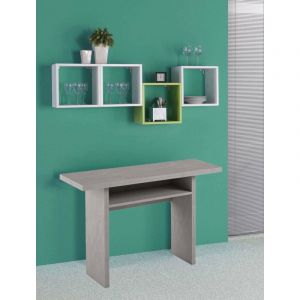 Console extensible lavande, Table à manger avec ouverture pliante, Console polyvalente extensible, 120x70h75 cm, Ciment