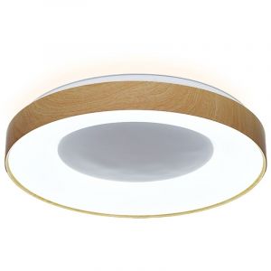 Plafonnier LED &Oslash;50 cm 40W CCT polycarbonate effet bois