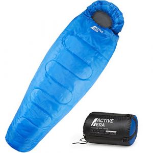 Active Era Sac de Couchage Sarcophage Professionnel, 300GSM, 3 4 Saisons, Température Extrême, Duvet Adulte Compact pour Camping, Randonnée et Extérieur, avec Capuc, Cordon de Serrage et Collier