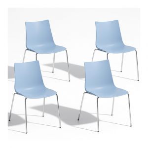 Lot de 4 chaises design en plastique bleu