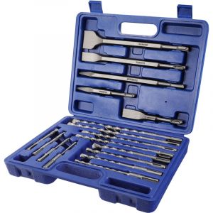 Jeu de Forets et Burins sds Plus 17 Pi&egrave;ces, Ensemble de Forets &agrave; B&eacute;ton avec Burins Pointus et Plats pour Brique, Ciment, Pierre, B&eacute;ton et Ma&ccedil;onnerie,