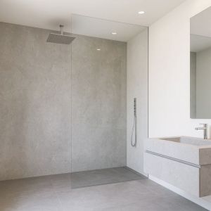 Set de 4 panneaux muraux d&eacute;coratifs Bladel 120 x 60 cm gris b&eacute;ton _x000D_