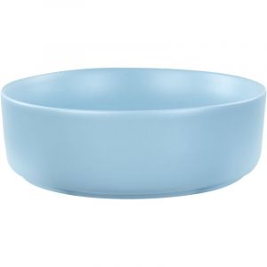 Beliani Lavabo en C&eacute;ramique 37 cm Rond Mat Vasque Evier Salle de Bain Bleu Gudar
