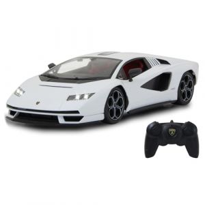 Jamara Lamborghini Countach LPI 800-4 1:16 Blanc 2,4 GHz – Licence Officielle, intérieur détaillé, Peinture fidèle à l'original, Pare-Brise Transparent, lumière LED, Voiture RC