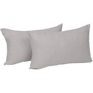 Woltu - 2 pièces Taies d'Oreillers en Coton.Housse d'oreiller avec Fermeture éclair.30x50cm.Gris Clair