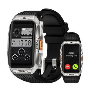 Montre connectée Homme Kospet Tank X2 Argent 5ATM Bracelet connectée