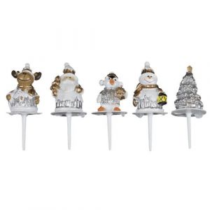 Image de 5 piques d&eacute;co &agrave; b&ucirc;che de no&euml;l - cmp kp5725