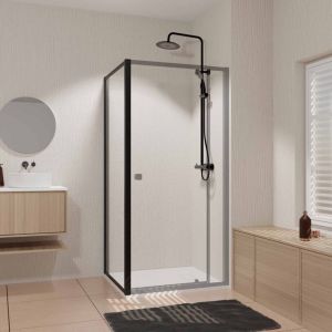 Aurlane Paroi Retour porte de douche Noir 80x185cm - BLACK SLIDE