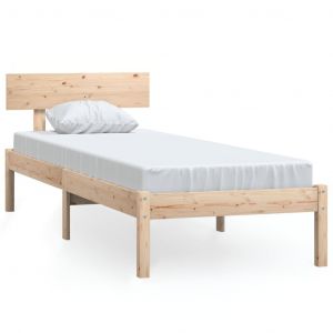 Image de VidaXL Cadre de Lit Bois de Pin Massif Adulte Chambre Marron 90x200 cm