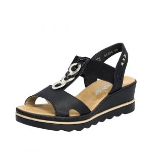Rieker Femme 67498 Sandale, Noir, 40 EU