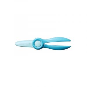 Fiskars Ciseaux pour Enfants, A partir de 2 ans, pour apprendre à couper, Longueur : 13 cm, Lames et poignées en plastique, vert bleu, Starter, 1064066