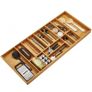 ORGA-BOX 3 Range-couverts BAMBOO pour 120 cm (473 x 1097 mm) avec 15 compartiments bois pour Nobilia / Noblessa à partir daoût