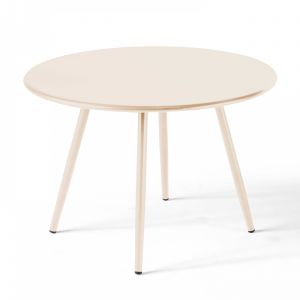 Oviala Table basse de jardin ronde en m&eacute;tal ivoire 50 cm