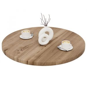 Lamo Manufaktur - Plateau de table rond 80 cm en bois naturel Dessus rond de table à manger, de cuisine, de bistrot Épaisseur: 40 mm Couleur: Marron